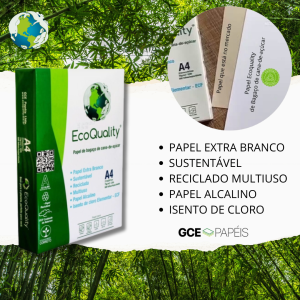 PAPEL EXTRA BRANCO SUSTENTÁVEL RECICLADO MULTIUSO PAPEL ALCALINO ISENTO DE CLORO