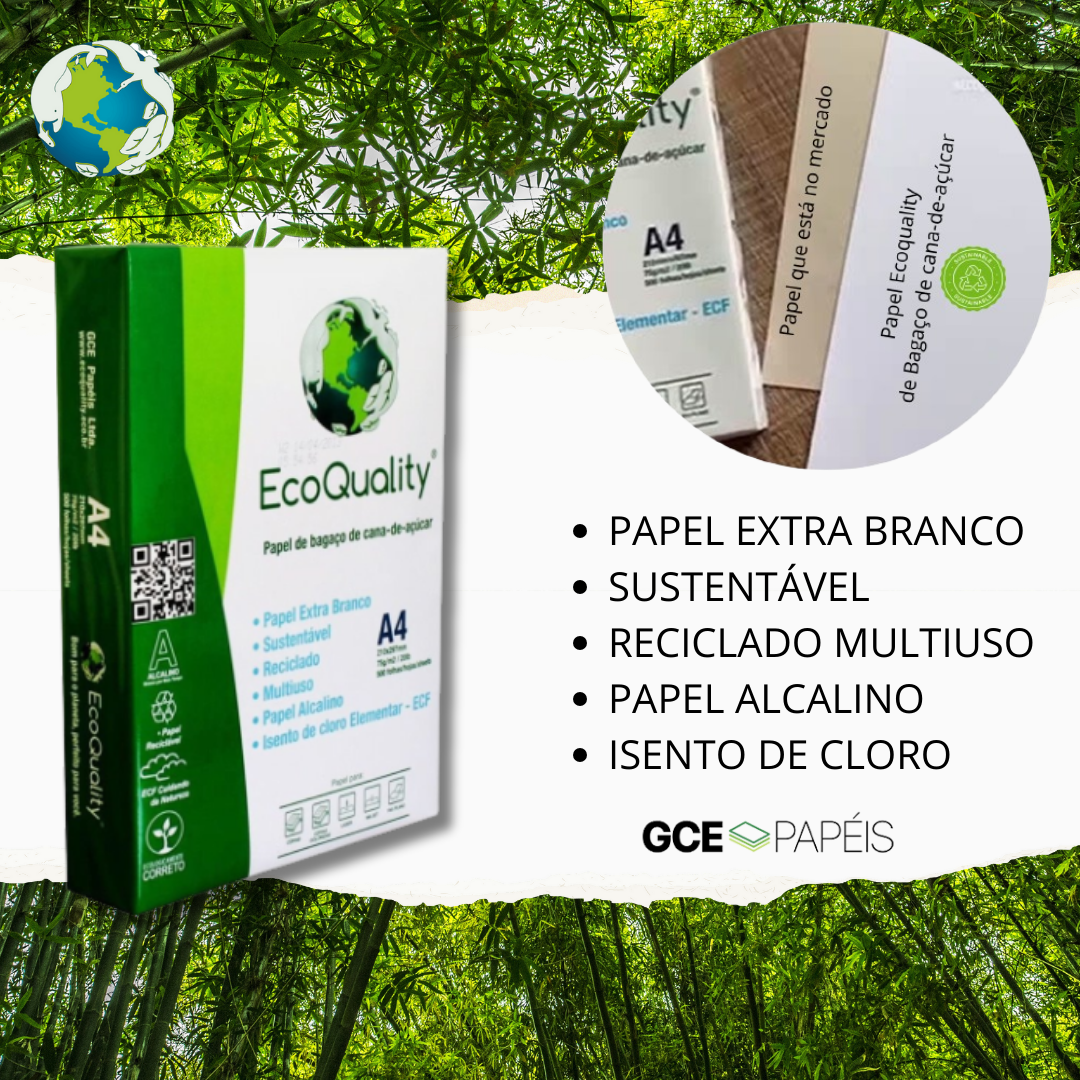 PAPEL EXTRA BRANCO SUSTENTÁVEL RECICLADO MULTIUSO PAPEL ALCALINO ISENTO DE CLORO